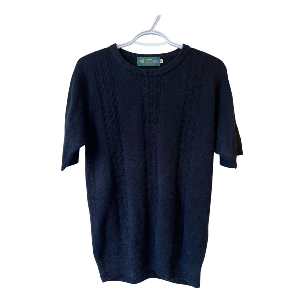 Vintage Scottish Cashmere Short Sleeve Sweater Cableknit